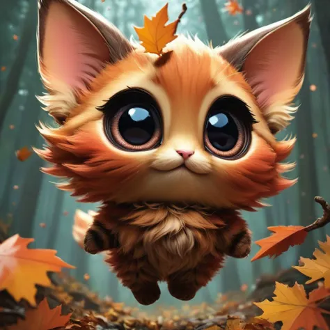 score_9, score_8_up, score_7_up, score_6_up, score_5_up, score_4_up,UHD, 
adorable cat-like creature big eyes in forest autumn time