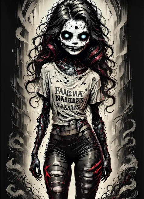 (comic style:1.3), (line art:1.5), (full body),(masterpiece, award winning, best quality:1.3), (solo), 1 beautiful Mexican woman (calavera, sugar skull makeup), casting a spell, black hair (updo) with flowers in hair, black eyes, wearing a black_blouse, red_pants, art by Jim lee, cinematic, masterpiece, , detailed background, detailed material textures, detailed face, realistic 1.35, muscular 1.2