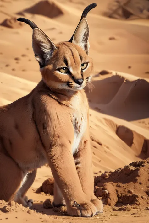 highres,(intricate details:1.2),(perfect details), unity CG 8K wallpaper,masterpiece, africa,sand caracal,caracalcat,ningmao,kitten,adorable, 1girl,ningmao, furry, <lora:add_detail:0.4>   <lora:aki:0.9>