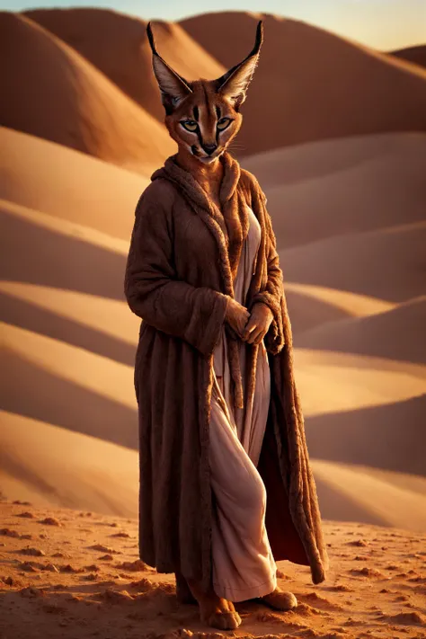 highres,(intricate details:1.2),(perfect details), unity CG 8K wallpaper,masterpiece,(female:1.3),1girl, furry, (anthro:1.4), caracal,caracalcat,ningmao,adorable, sand, Africa,(desert robe:1.3), <lora:add_detail:0.4> <lora:aki:0.9>