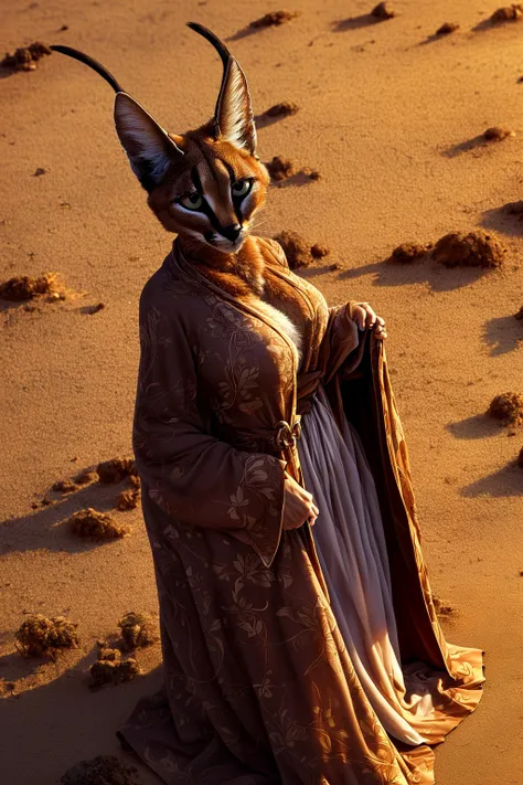 highres,(intricate details:1.2),(perfect details), unity CG 8K wallpaper,masterpiece,(female:1.3),1girl, furry, (anthro:1.4), caracal,caracalcat,ningmao,adorable, sand, Africa,desert robe, <lora:add_detail:0.4> <lora:aki:0.9>