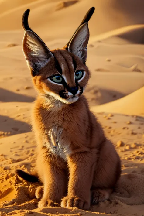 highres,(intricate details:1.2),(perfect details), unity CG 8K wallpaper,masterpiece, africa,sand caracal,caracalcat,ningmao,kitten,adorable, <lora:add_detail:0.4> <lora:aki:0.9>