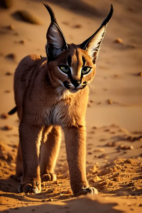 highres,(intricate details:1.2),(perfect details), unity CG 8K wallpaper,masterpiece, africa,sand caracal,caracalcat,ningmao,kitten,adorable, <lora:add_detail:0.4> <lora:aki:0.9>
