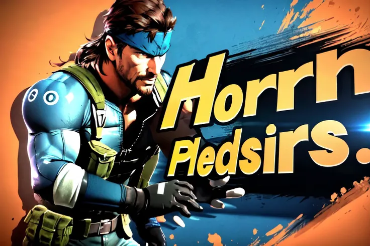 Highly detailed, High Quality, Masterpiece, beautiful, SSBUSplashArt, <lora:SSBUSplashArt:1.0>, solid snake, facial hair, blue bodysuit, gloves, headband, <lora:Char_MGR_SolidSnake:0.7>