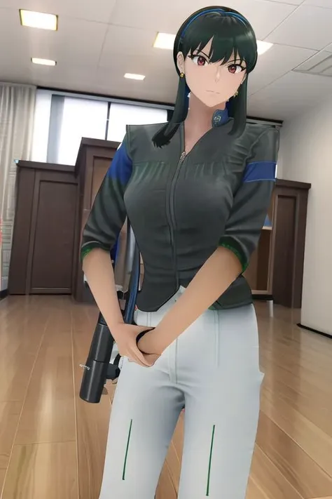 yorbriar, <lyco:yor briar s1-lyco-nochekaiser:1>,
yor briar, black hair, (red eyes:1.5), earrings, white hairband, hairband, long hair, sidelocks, smile,
BREAK skirt, shirt, long sleeves, earrings, collared shirt, vest, green skirt, pencil skirt, office lady, (green vest:1.5),
BREAK indoors, office,
BREAK looking at viewer, (cowboy shot:1.5),
BREAK <lyco:GoodHands-beta2:1>, (masterpiece:1.2), best quality, high resolution, unity 8k wallpaper, (illustration:0.8), (beautiful detailed eyes:1.6), extremely detailed face, perfect lighting, extremely detailed CG, (perfect hands, perfect anatomy),
