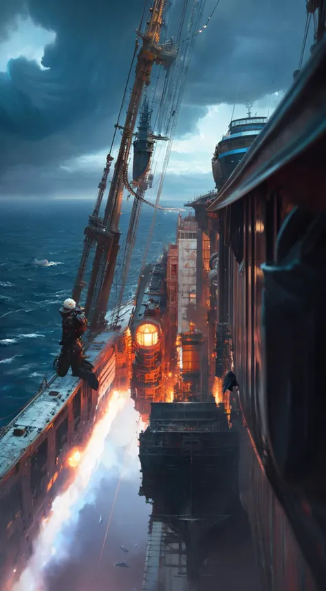 a huge black whale's tail, a man on a boat, calm blue atmosphere
(insanely detailed, bloom:1.5), (highest quality, Alessandro Casagrande, Greg Rutkowski, Sally Mann, concept art, 4k), (analog:1.2), (high sharpness), (detailed pupils:1.1), (painting:1.1), (digital painting:1.1), detailed face and eyes, Masterpiece, best quality, (highly detailed photo:1.1), 8k, photorealistic, By jeremy mann, by sandra chevrier, by maciej kuciara, sharp, (perfect body:1.1), realistic, real shadow, 3d, (by Michelangelo)