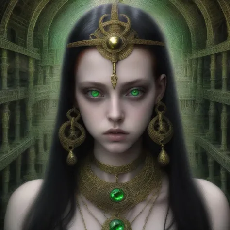 <lora:DeepDream:1>raw photo of a young, pale, goth, attractive, friendly, casual, delightful, intricate, gorgeous, female, piercing green eyes, wears a gold ankh necklace, femme fatale, nouveau, curated collection,  nikon, award winning, breathtaking, groundbreaking, superb, outstanding, photoshopped, dramatic lighting,  DeepDream