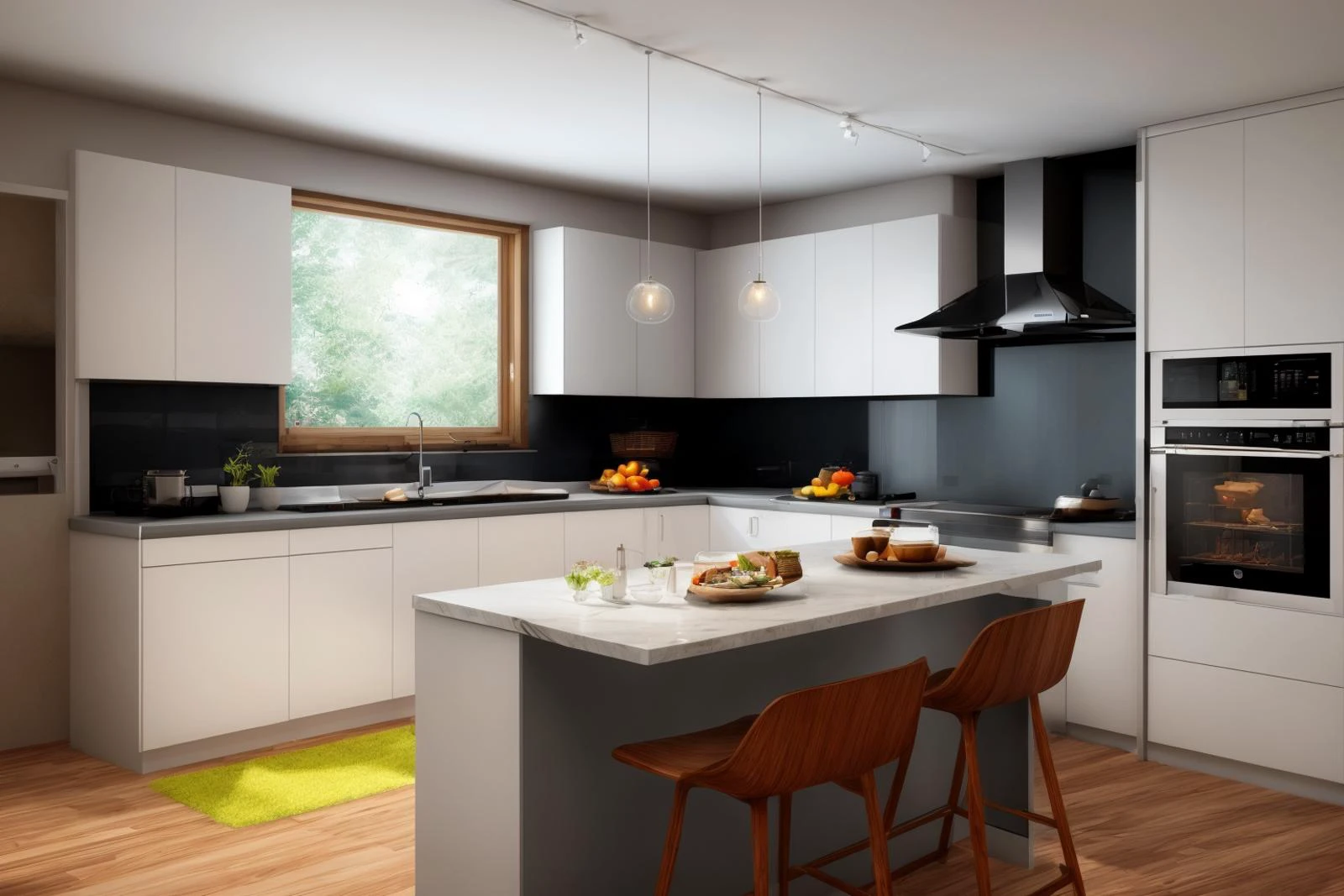 Dive into the ultra-detailed 8k masterpiece, carefully crafted with photorealistic precision of 1.37 ratio, all in the essence of Nayuta Nordic Modern Interior Design. Art form: Photography. Inspired by the techniques of Annie Leibovitz, the kitchen showcases professional lighting, a scenery where the play of radiosity brightens the room. A stove with a frying pan, a gleaming refrigerator beside tiles and cabinet, a sink with a faucet overlooking a tile wall. On the shelf, there's a spatula, a chair nearby with a plant and some food in a jar. Lens: 35mm. The room basks in a warm color temperature. Perfectly illuminated with ray tracing and the best shadows using physically-based rendering
<lora:add_detail:0.5> <lora:more_details:0.5>