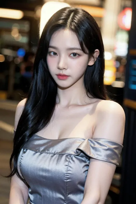 masterpiece, best quality, ultra-detailed, ultra high res, (photorealistic:1.4), raw photo, (realistic:0.2), 8k HDR, realistic lighting, 1girl, solo, looking at viewer, asymmetrical hair, (detailed pores), (detailed skin textures), (detailed face), (fantasy background), (upper body:1.2), off_shoulder sleeveless dress, fabric dress,