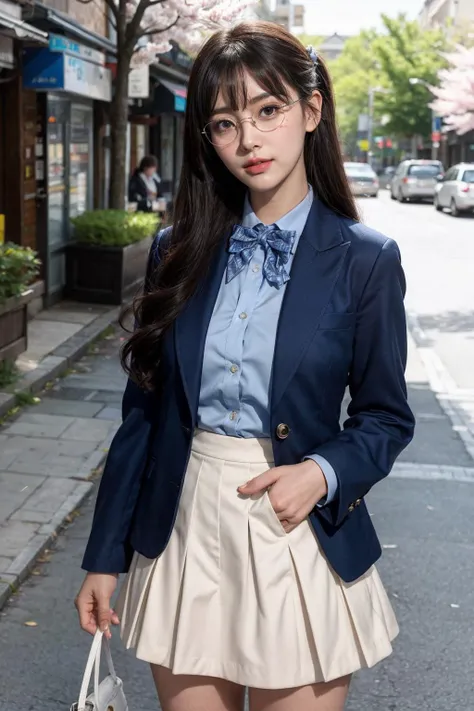 ((High school girl on the train door))、((Wet white blazer)),((Translucent wet white blouse、Red bow tie、Dark blue checked skirt)).((No bra)) 40k, photograph, Tabletop, highest quality, Rainy background, ((1 Gorgeous wet light haired girl with beautiful eyes, She has a beautiful face and wears glasses, )). White skin, Big eyes,Various poses.((Large Breasts,:1.1)), highest quality, Tabletop, Ultra-high resolution, (Realistic:1.4), RAWphotograph, (Perfect figure), (slim:1.3), slimな腹部, Perfect slim figure, Dynamic Pose, ((Petite :0.9))), alone, Cold light 12000K, Very detailed facial and skin texture, Fine grain, Realistic eyes, 美しいFine grain, (Realistic Skin), Charm, 超A high resolution, Surreal, Very detailed,((she's soaking wet))、((erection))、((Backward view)),((look back))、