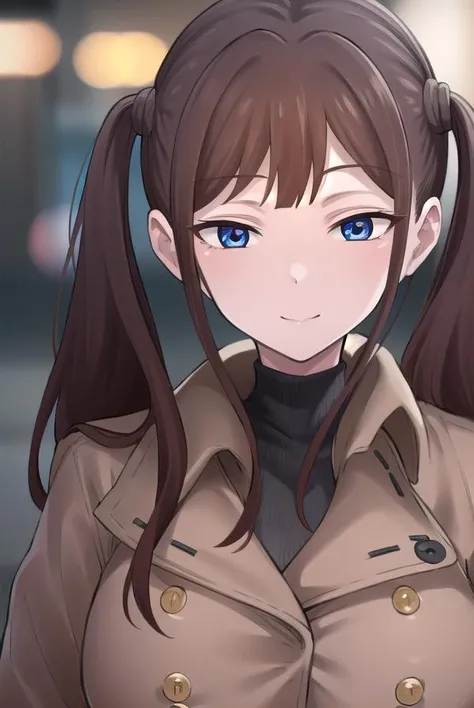 tsubamentr, <lyco:tsubamentr-lyco-nochekaiser:1>,
tsubame ntr, long hair, blue eyes, brown hair, twintails, (large breasts:1.2), smile,
BREAK coat, brown coat, turtleneck,
BREAK outdoors, city,
BREAK looking at viewer, (cowboy shot:1.5),
BREAK <lyco:GoodHands-beta2:1>, (masterpiece:1.2), best quality, high resolution, unity 8k wallpaper, (illustration:0.8), (beautiful detailed eyes:1.6), extremely detailed face, perfect lighting, extremely detailed CG, (perfect hands, perfect anatomy),