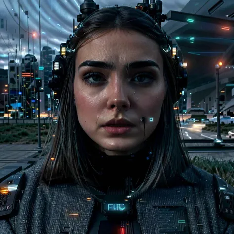 beautiful woman, ((portrait)), (closeup:1.2), ((from the waist up)), ((( Futuristic dystopian city viewpoint with AI-controlled public safety monitoring systems :1.2 ))), natural skin texture, (( coat :1.2)), 24mm, 4k textures, soft cinematic light, adobe lightroom, photolab, hdr, intricate, elegant, highly detailed, sharp focus, ((((cinematic look)))), soothing tones, insane details, intricate details, hyperdetailed, low contrast, soft cinematic light, exposure blend, hdr, faded, now, ("I've got a bad feeling about this.":1.1),<lora:Alexv3:1.0>,