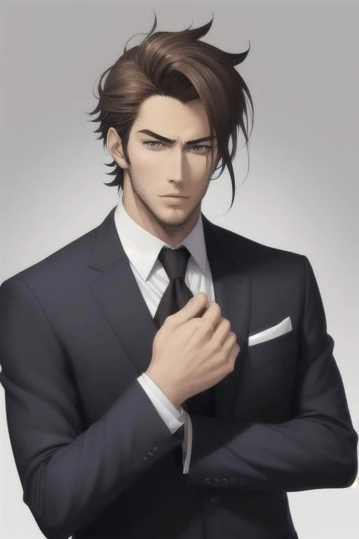 handsome man in a nice suit, anime