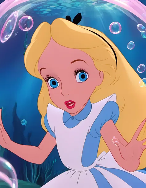 wxaliwonlan,<lora:aliceXL_0.0009_32_5000_3-000001:0.82>,1girl,solo,long hair,blue eyes,blonde hair,dress,standing in front of giant purple caterpillar,alice (alice in wonderland),disney cartoon,masterpiece,best quality,(intricate details),highly detailed eyes,unique pose,dynamic pose,35mm,anamorphic,lightroom,cinematography,film grain,HDR10,8k hdr,Steve McCurry,((cinematic)),RAW,color graded portra 400 film,remarkable color,raytracing,subsurface scattering,hyperrealistic,extreme skin details,skin pores,deep shadows,contrast ,