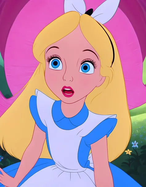 wxaliwonlan,<lora:aliceXL_0.0009_32_5000_3-000001:0.82>,1girl,solo,long hair,blue eyes,blonde hair,dress,standing in front of giant purple caterpillar,alice (alice in wonderland),disney cartoon,masterpiece,best quality,(intricate details),highly detailed eyes,unique pose,dynamic pose,35mm,anamorphic,lightroom,cinematography,film grain,HDR10,8k hdr,Steve McCurry,((cinematic)),RAW,color graded portra 400 film,remarkable color,raytracing,subsurface scattering,hyperrealistic,extreme skin details,skin pores,deep shadows,contrast ,