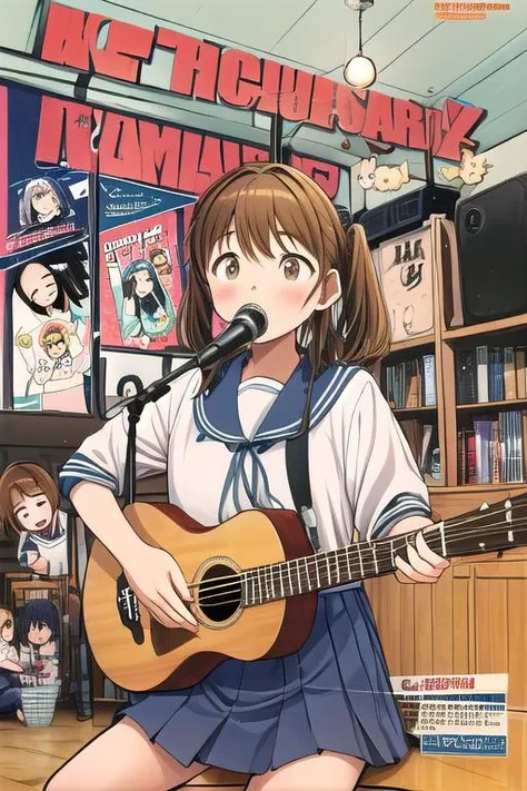 masterpiece, best quality,ultra detail, <lora:anmnr01:0.3> <lora:add_detail:0.4>,<lora:GoodHands-vanilla:0.7>,4girls,clubhouse ,sailor uniform<lora:Instruments:0.7>, acoustic guitar, electric guitar,(drums), singing,comic , <lora:Icy Cold Comics:0.4>comic_panel_layout