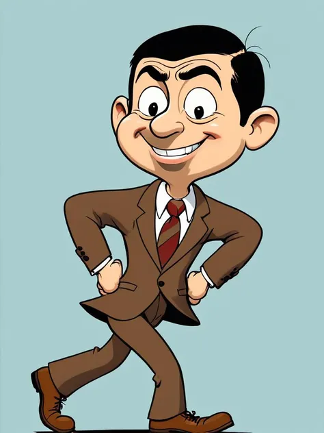 mr bean, brown suit, pants, (rubber_hose_character:1.2) <lora:RubberHose_Characters_SDXL_v1:1>cartoon, noodle_limbs