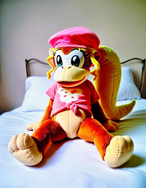score_9, score_8_up, score_7_up, score_6_up, score_5_up, score_4_up BREAK
dixie kong, kong, sitting on bed, a photo of plushie dixie kong sitting on a real bed, solo, solo focus, realistic, tied shirt, bottomless, featureless crotch, plushie, irl, photo