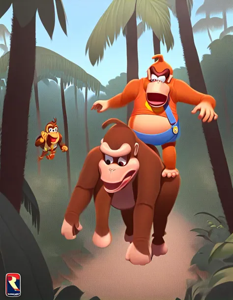 score_9, score_8_up, score_7_up, score_6_up, score_5_up, score_4_up BREAK
source_furry, source_cartoon, lanky kong, rambi, kong, rhino, Lanky Kong riding on the back of rambi in the jungle, jungle, trees, running, riding on back, sitting on another