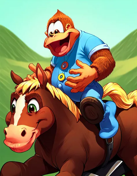score_9, score_8_up, score_7_up, score_6_up, score_5_up, score_4_up BREAK
source_furry, source_cartoon, kiddy kong, riding on horseback, on a horse, riding a horse,