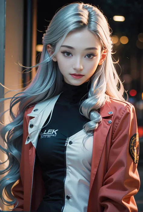 masterpiece,best quality,official art,extremely detailed CG unity 8k wallpaper,1girl,long hair,hair twirling,(silver hair:1.1), jacket, <lora:Amy:1>,