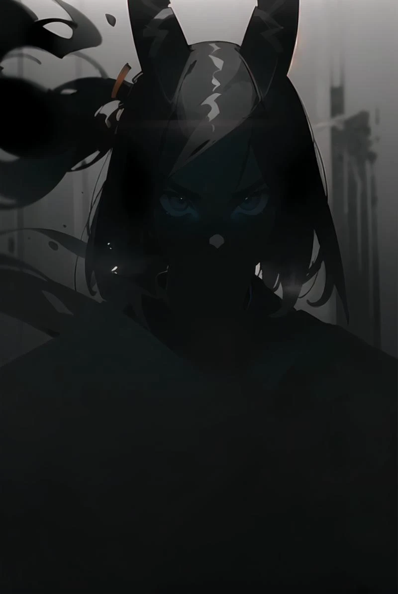 (black&white:1.2), desaturate, desaturated, black and white, perfect illustration, high contrast, dark, samurai, silhouette, samurai hat, fog, mysterious, upper body, Style-DoF, <lora:spotlight:0.6>, <lora:epi_noiseoffset2:0.6>, <lora:filmgrain_slider_v1:3>, <lora:fantasyV1.1:0.25>, high detailed, high quality, masterpiece, perfect, intricate detailes