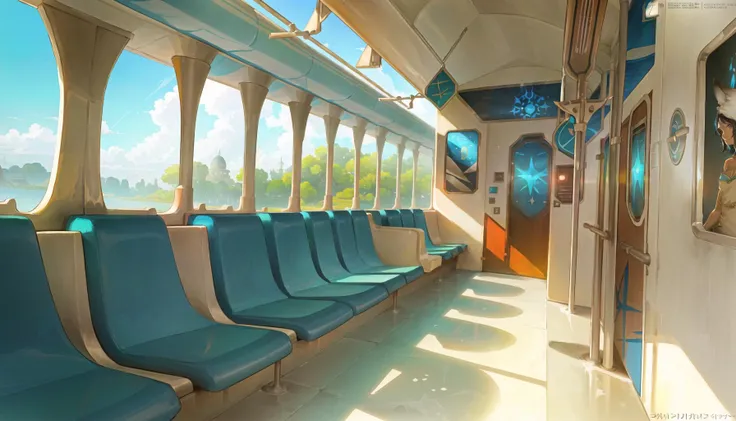 whimsical, "adventures in the land between dimensions", cel shading, (masterpiece), (best_quality), (illustration), anime movie background, official art, interesting location design, a (Selkiecore:1.3) (train:1.3), a utopian digital painting[, trending on artstation::0.4], absurdres <lora:NAI-cutesexyrobutts:1>