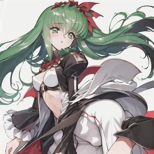 <lora:TsumasakyCCCodeGeass_v1:1.0>,<lora:t2ArtWorksTonyTaka_1:1.0>, <lora:urushi_satoV7:1.1>, a young beautiful woman, best quality, ultra high res,tokyo fashion,green hair,very_long_hair,black dress,ribbon