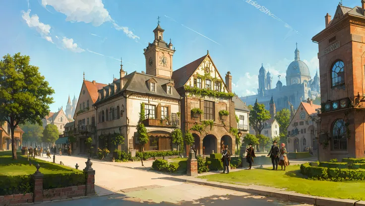the steampunk world fair 1889, vivid, bright, sunny,