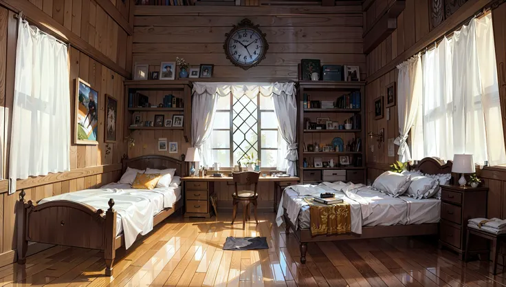 8k, ((masterpiece, ultra-detailed, intricate details, illustration)), highres, bed with cloth and details, beautiful, detailed, wide shot,  nobody