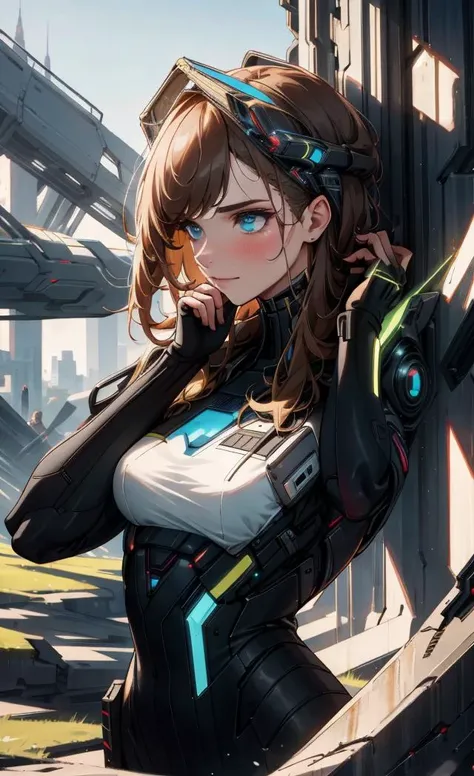 Nova,1girl, solo,trekborg, a borg woman outdoors in a crowded park, realistic, detailed, masterpiece,good hands,<lora:GoodHands-alpha3:1>