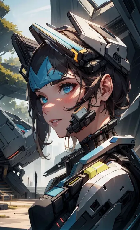 Nova,1girl, solo,trekborg, a borg woman outdoors in a crowded park, realistic, detailed, masterpiece