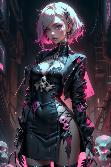 best quality, 1girl, solo, breasts, looking at viewer, cyber style girl, dress, NecromancyAI ,detailed, <lora:NecromancyAI:0.5> <lora:cyber_style_girl_v1:0.7>