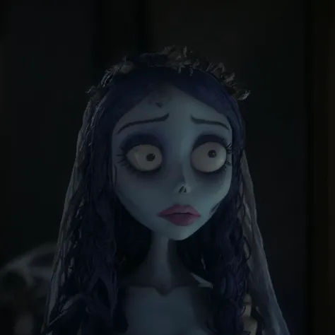 <lora:EmilyTheCorpseBride 40:.75> woman big eyes full lips sleeping on a bed