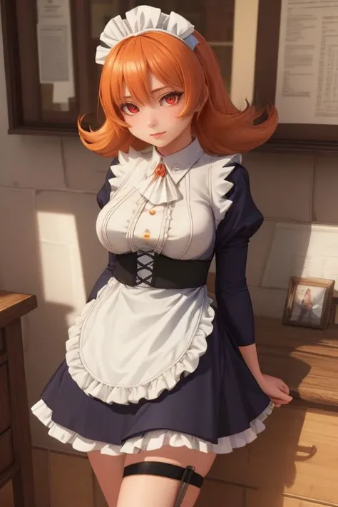 <lora:add_detail:0.5> <lora:copax_charm_eu:0.2> (1girl,3d, photorealistic,masterpiece, best quality,ssao shadows,ambiant occlusion,skin indentation,sub surface scattering)
meidri, red eyes, orange hair, maid headdress, maid, dress, long sleeves, puffy sleeves, apron, thigh strap
<lora:interspeciesreviewers_meidri:1>