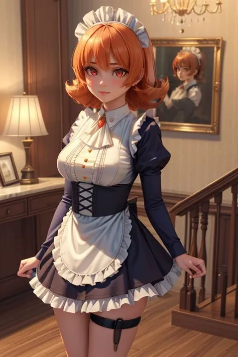 <lora:add_detail:0.5> <lora:copax_charm_eu:0.2> (1girl,3d, photorealistic,masterpiece, best quality,ssao shadows,ambiant occlusion,skin indentation,sub surface scattering)
meidri, red eyes, orange hair, maid headdress, maid, dress, long sleeves, puffy sleeves, apron, thigh strap, in a manor, chandelier, large stairs, marble
<lora:interspeciesreviewers_meidri:0.8>