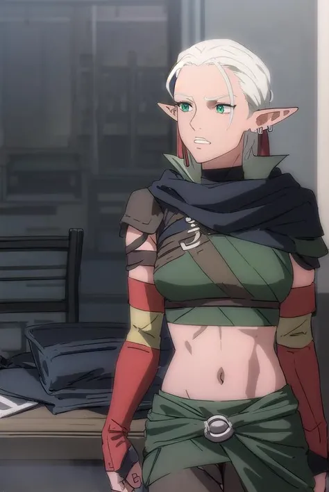 dotadrysi, <lora:dota drysi-lora-nochekaiser:1>,
drysi, grey hair, pointy ears, elf, (green eyes:1.3),
BREAK navel, jewelry, earrings, pointy ears, scarf, toeless legwear, toeless footwear,
BREAK indoors, classroom,
BREAK looking at viewer, (cowboy shot:1.5),
BREAK <lyco:GoodHands-beta2:1>, (masterpiece:1.2), best quality, high resolution, unity 8k wallpaper, (illustration:0.8), (beautiful detailed eyes:1.6), extremely detailed face, perfect lighting, extremely detailed CG, (perfect hands, perfect anatomy),