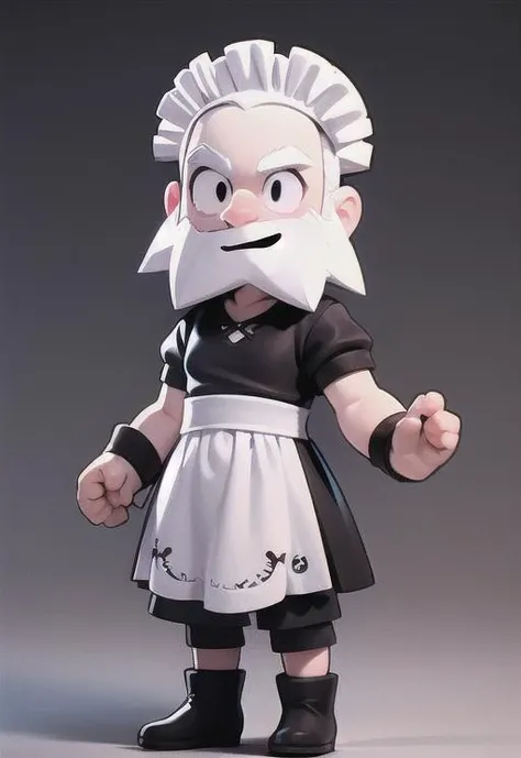 1 Old Man, <lora:bsdynaf :0.8> maid dress , black dress , maid, (masterpiece, best quality, hires, high resolution:1.1), (, intricate details, highres) ,
