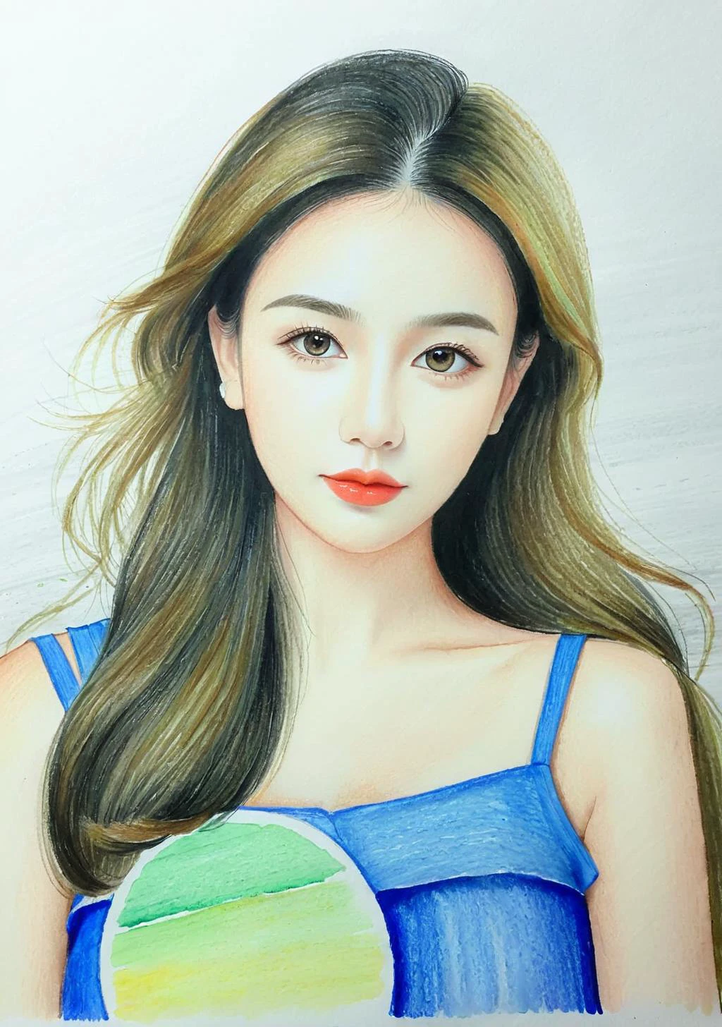 Watercolor painting 1girl,(FN colored pencils:1.2),Hand drawing,sketch,portrait,Soft neutral tones background,(Artist-grade pencil drawing details:1.2),1girl,<lora:FN-colored pencils_XL-V1.0:0.8>, . Vibrant, beautiful, painterly, detailed, textural, artistic