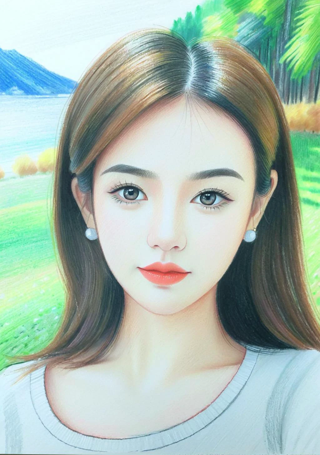 Tilt-shift photo of 1girl,(FN colored pencils:1.2),Hand drawing,sketch,portrait,Soft neutral tones background,(Artist-grade pencil drawing details:1.2),1girl,<lora:FN-colored pencils_XL-V1.0:0.8>, . Selective focus, miniature effect, blurred background, highly detailed, vibrant, perspective control
