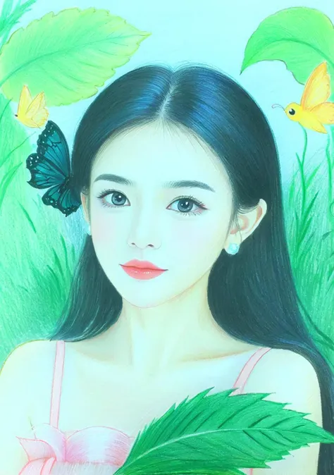 Fairy tale 1girl,(FN colored pencils:1.2),Hand drawing,sketch,portrait,Soft neutral tones background,(Artist-grade pencil drawing details:1.2),1girl,<lora:FN-colored pencils_XL-V1.0:0.8>, . Magical, fantastical, enchanting, storybook style, highly detailed