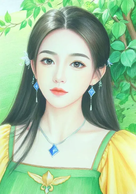 Role-playing game (RPG) style fantasy 1girl,(FN colored pencils:1.2),Hand drawing,sketch,portrait,Soft neutral tones background,(Artist-grade pencil drawing details:1.2),1girl,<lora:FN-colored pencils_XL-V1.0:0.8>, . Detailed, vibrant, immersive, reminiscent of high fantasy RPG games