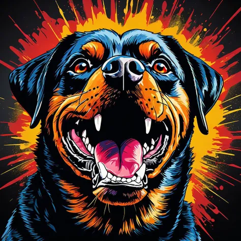 impactful paint of An angry Rottweiler looking at the camera <lora:Ive_Got_The_Power:0.8>, highly detailed, 8k, sharp, professional, clear, high contrast, high saturated, , vivid deep blacks, crystal clear
