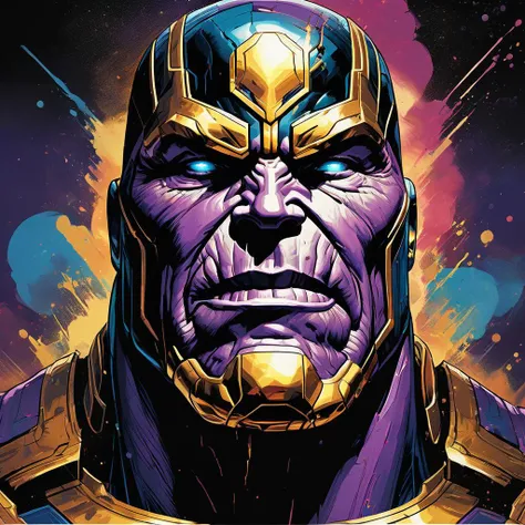 impactful color paint of Portrait of a Thanos <lora:Ive_Got_The_Power:0.7>, highly detailed, vibrant colors , 8k, sharp, professional, clear, high contrast, high saturated, , vivid deep blacks, crystal clear