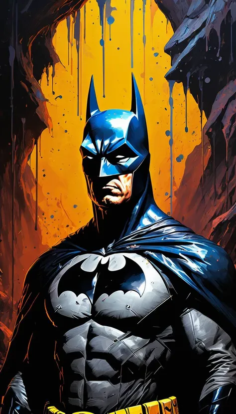 impactful color paint of Batman in his cave <lora:Ive_Got_The_Power:0.7>, highly detailed, vibrant colors , 8k, sharp, professional, clear, high contrast, high saturated, , vivid deep blacks, crystal clear