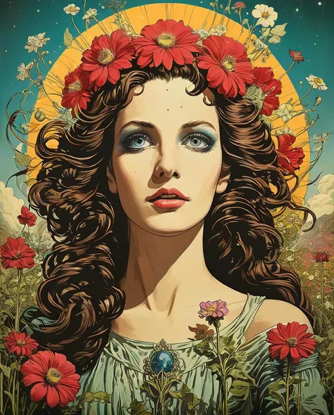 art by Jeffrey Smith, narrative image of, flowers, ("The Soul of Paradox":1.2) , 50mm lens, f/3, 5, storytelling, context setting, fairy tale, <lora:Ive_Got_The_Power:1>
