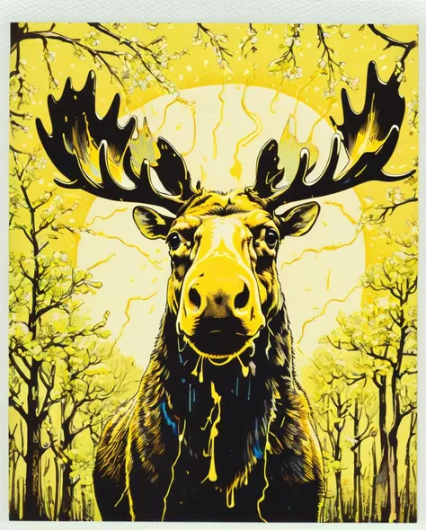 (electric yellow theme:0.7) , Absurd Moose, Spring, Instax, <lora:Ive_Got_The_Power:1>