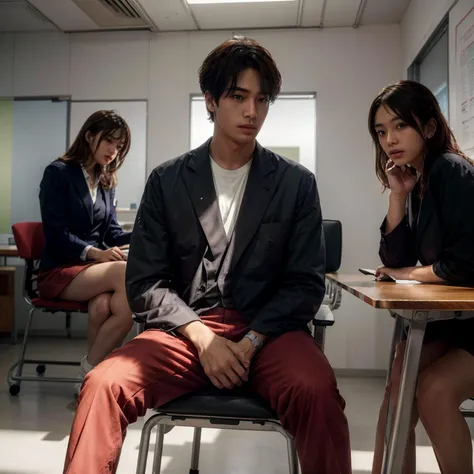 2people, multiple boys, multiple girls, 1boy, 1girl, woman, man, japanese, formal suit, work, office, office desk, office chair, sitting together,
8k, depth of field, masterpiece, photorealistic, RAW photo, best quality, flawless, clean, professional artwork, famous artwork, soft lighting, immersive atmosphere, luminous lighting, muted colors, ultra high res, ultra realistic, intricate details, perfect lighting, vivid color, colorful,
<lora:add_detail:1> <lora:spotlight:0.9>