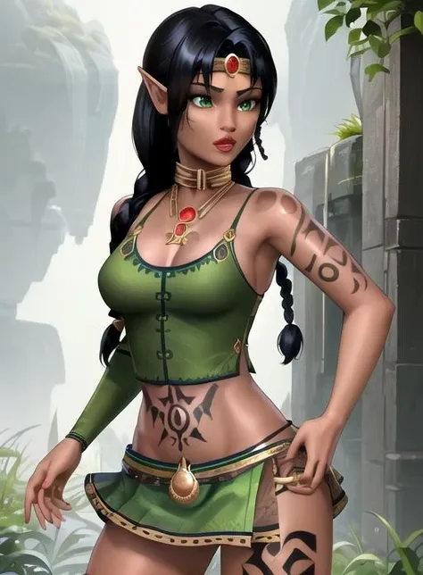 There's an elf (Arshes No de Bastard) ultra thin bikini, elfa de 30 anos (Peta Jensen), (Camgirl), (onlyfans) posing in the Ancestral Ruins, richly detailed Aztec ruins, lots of vegetation and vineyards, Aztec Ancient Ruins, cinematic natural light, dust particles in light, poeira no ar, Underneath view, Bottom viewing angle, olhar de baixo para cima, olhando de baixo, close de baixo, MULHER SEXY, sensual, provocador, cabelos escuros, hair with long braid over the chest, braid over chest, smaller braids on the head, Dark grey head |, olhar sexy, olhos verdes, olhando para frente, marrom, sarda no rosto, realista, boca entreaberta, sensualidade ao extremo, Seios enormes (Oppai), massive breasts, seios grandes soltos (Jennifer Mendez adult video 1 8 years old), seios arredondados, peitos grandes (Angela White) com pintas, sardas, Fundo, sardas no peito, piercing na barriga, barriga sexy, barriga levemente marcada, sexy :8, A partir de 8 K fosco, olhar sexy, Detailed ultra thin bikini, Rustic bikini with tribal details, molhado, transparente, pose atraente, ultra thin bikini, tanga amarrada na cintura, Branco, bikini squeezing breasts, estourando os seios, bicos duros, mamilos endurecidos, enrijecidos, Excitado, lascivo, provocador, corpo sexy, quadril largo, coxa grossa, Pose sexy, Realistic bikini, corpo perfeito, 4k], Tiny white bra, 4 mil ], Sling bikini, realista, perfect  lighting, Bottom view, realista, filtro escuro, profundidade, 4k