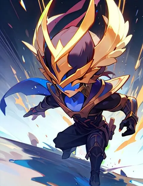 chibi,boy,solo, zed,warrior mask, <lora:Zed_t10:1>